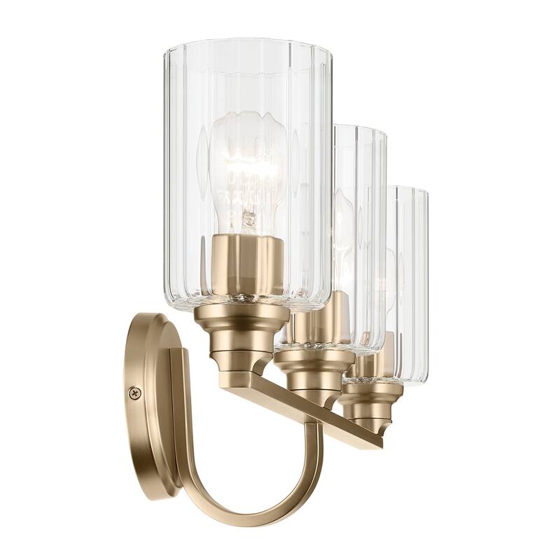 Kichler Lighting Gioe 24.25" 3-Light Vanity Light with Clear Fluted Glass in Champagne Bronze