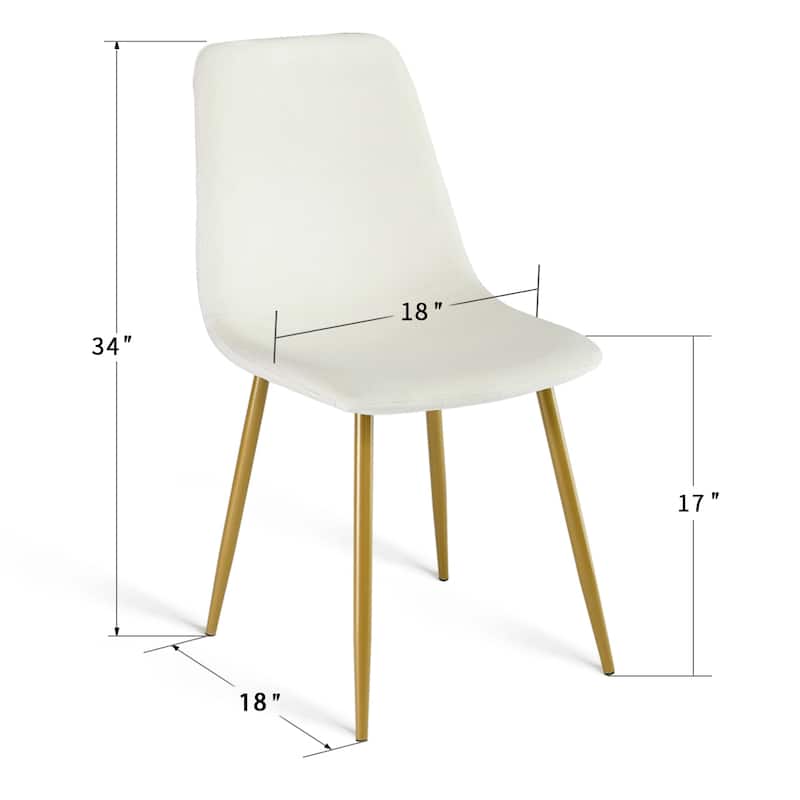 Velvet Upholstered Gold Frame Dining Chair Side Chair , Set of 4 - 34"x18"x18"