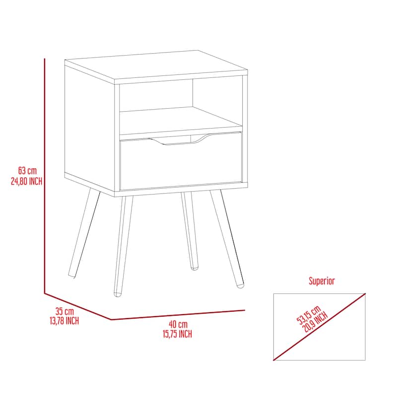 Bedroom Nightstand With Open Shelf