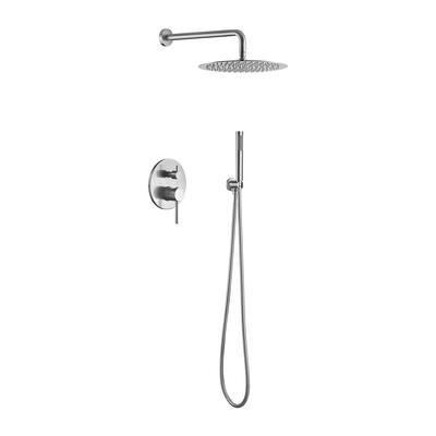 Wall Mounted Shower Faucet with Hand Shower Rain Shower System Set with 10 in Shower Head with Rough-in Valve