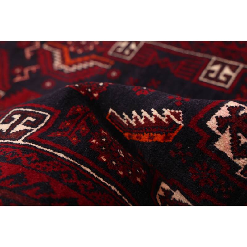 ECARPETGALLERY Hand-knotted Teimani Dark Navy, Red Wool Rug - 3'5 x 6'8