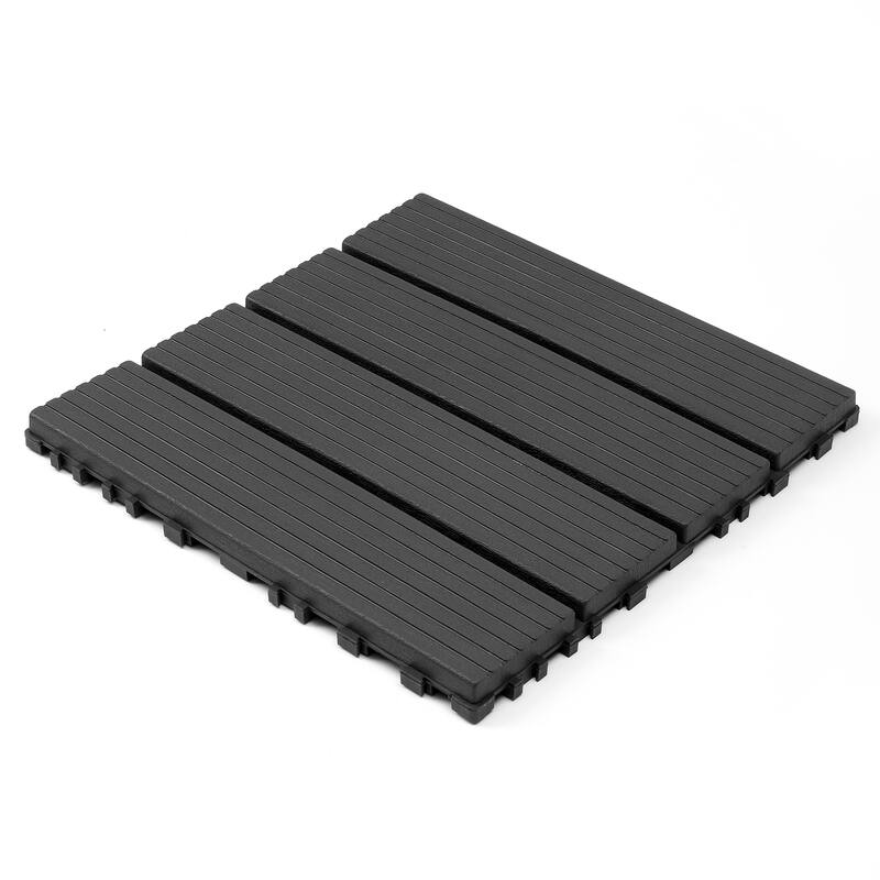 Plastic interlocking decking tiles, 44 packs of terrace decking tiles, 12 inches x 12 inches waterproof - Grey