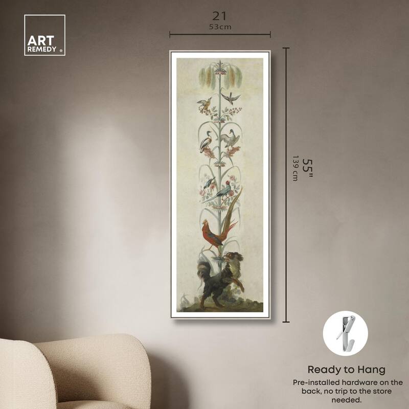 Birds and Flowers II Panoramic Canvas by Art Remedy