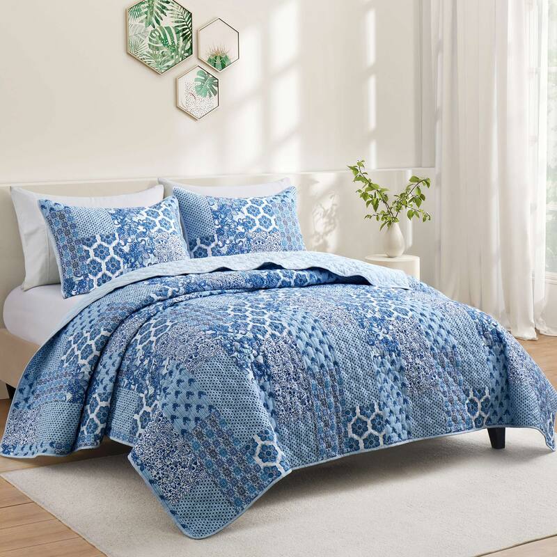 3-Piece Reversible Ultra Lighweight Coverlet Premium Microfiber Bedspread Quilt Set