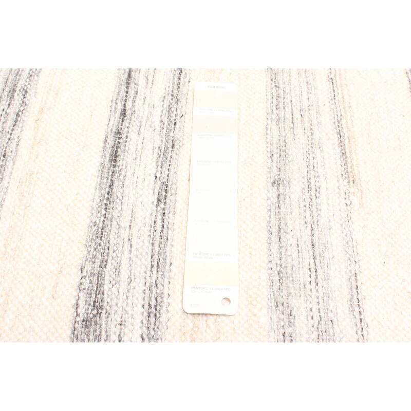 ECARPETGALLERY Flat-Weave Ankara FW Cream Wool Kilim - 5'7 x 7'7