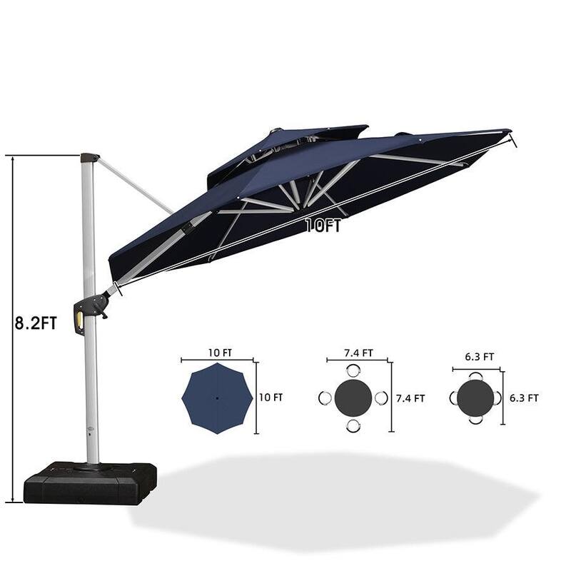 PURPLE LEAF 10 ft Double Top Round Windproof Offset Hanging Patio Umbrella