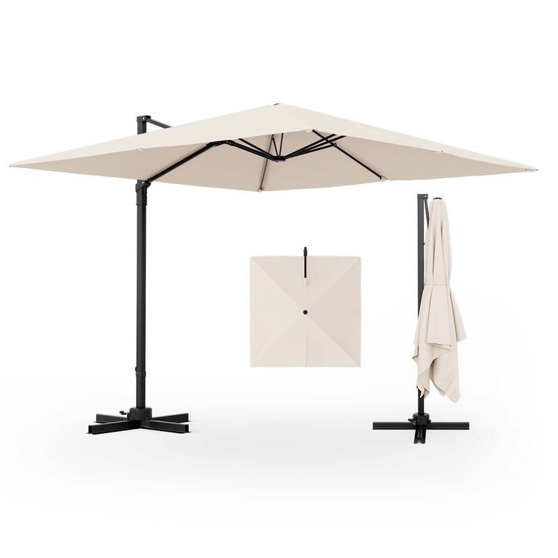Patio 9.5FT Square Cantilever Offset Hanging Umbrella 2-Tier 360