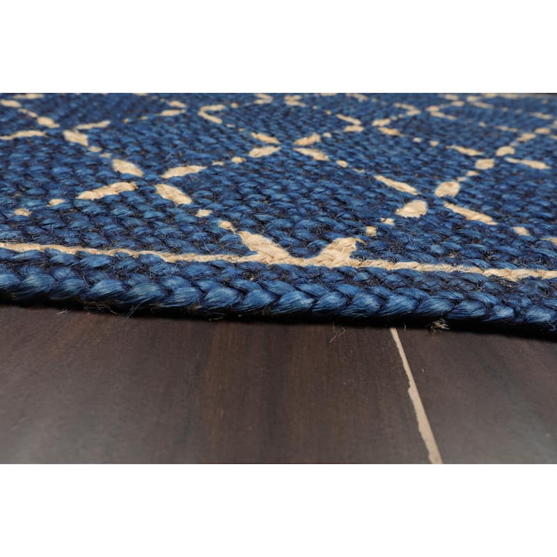 Hand Made Blue Handspun Jute Modern & Contemporary Oriental Area Rug - 2' x 3'