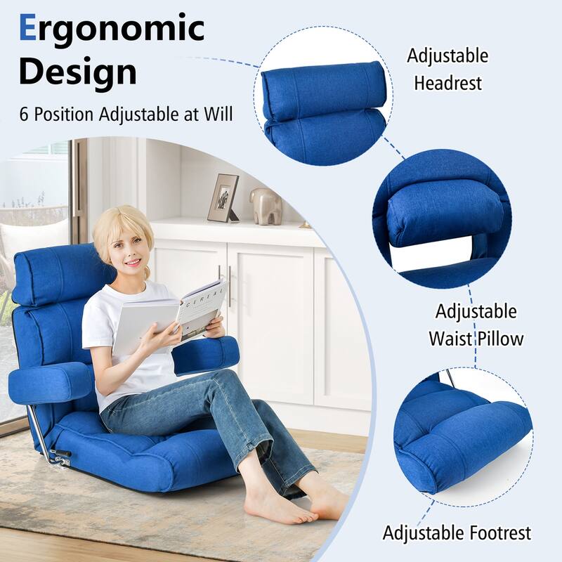 Costway Adjustable Lazy Sofa with Stepless Adjustable Back & - See Details