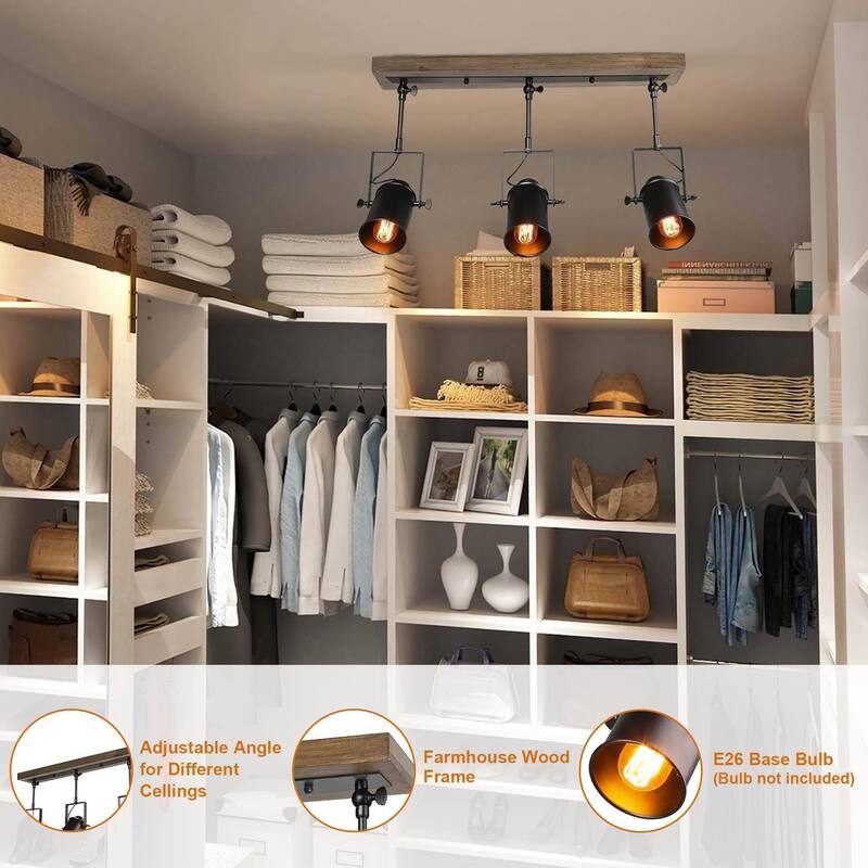 The Gray Barn Modern Farmhouse 3-Light Black Tracking Kit Spotlights - 24.8" x 4.7" x 15.3"