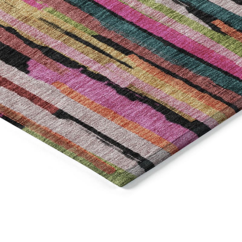 HomeRoots Striped Transitional Rectangle Outdoor Rug