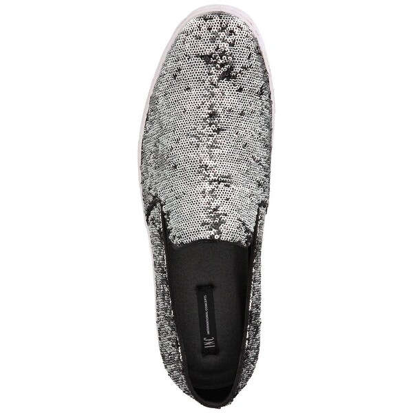 black sequin slip on shoes