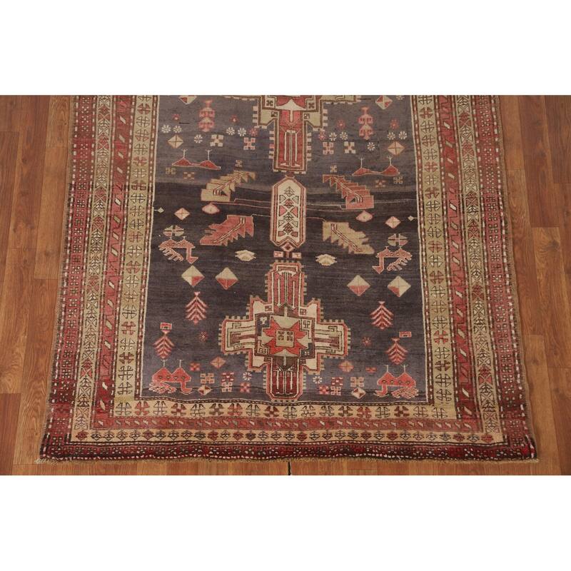 Meshkin Persian Vintage Runner Rug Handmade Wool Carpet - 4'3" x 9'5"