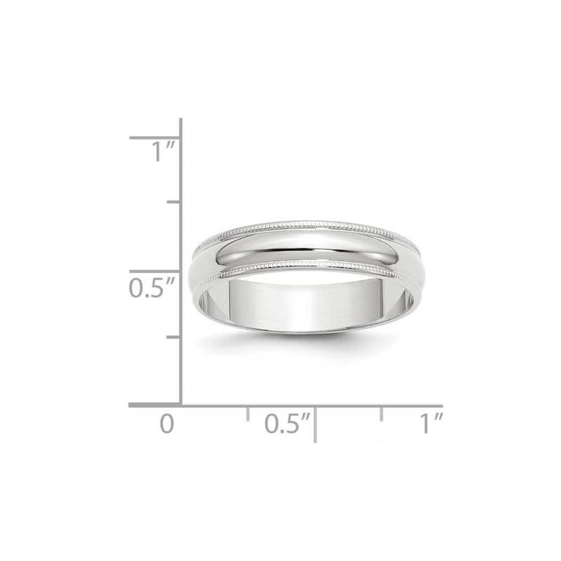 Curata 10k White Gold Unisex 5 mm Milgrain Half-Round Light Wedding Band (sizes 4-14)