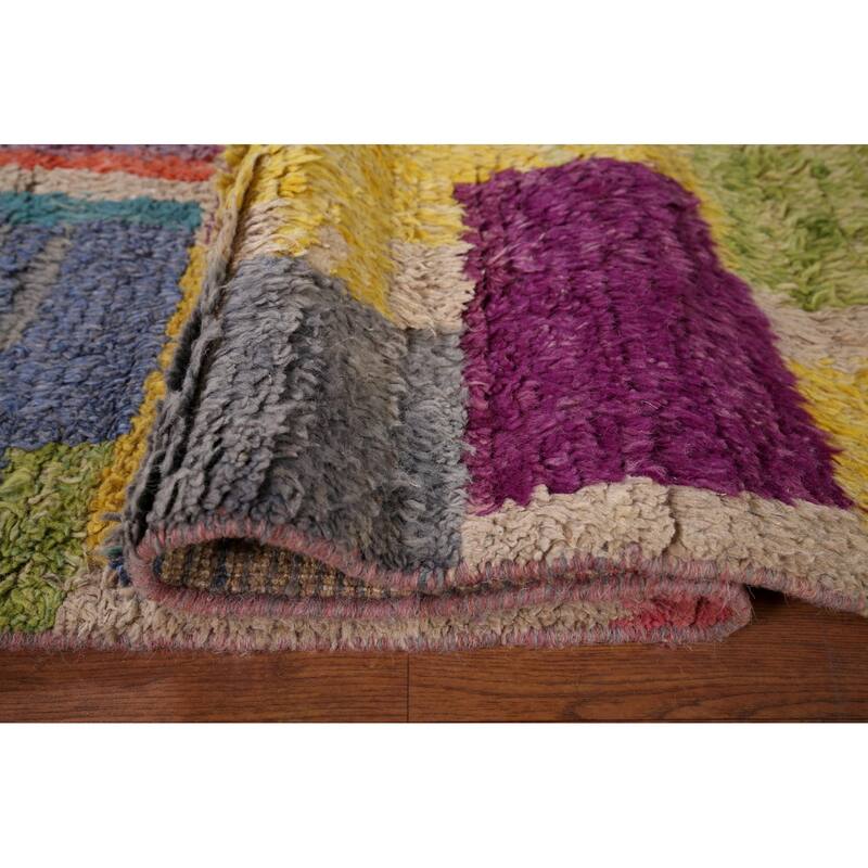 Colorful Plush Moroccan Oriental Area Rug Handmade Wool Carpet - 6'11" x 10'4"