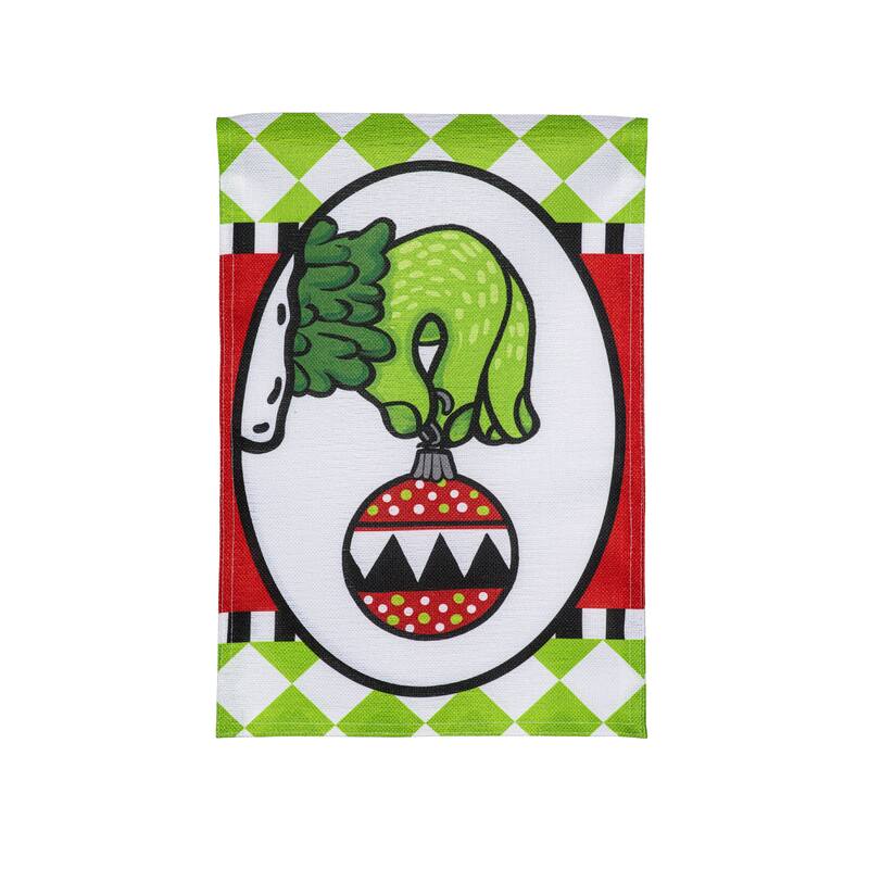 12.5 in. x 18 in. Christmas Monster Ornament Burlap Garden Flag - Multicolor