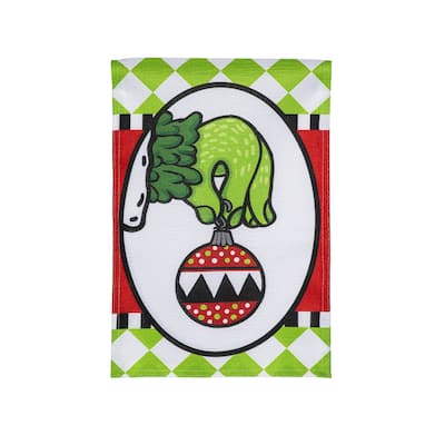 12.5 in. x 18 in. Christmas Monster Ornament Burlap Garden Flag - Multicolor