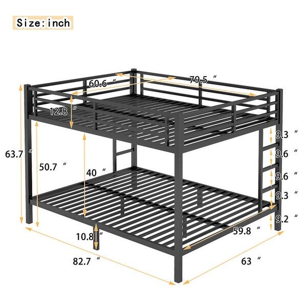 Black Metal Bunk Bed, Queen over Queen Kids Bed
