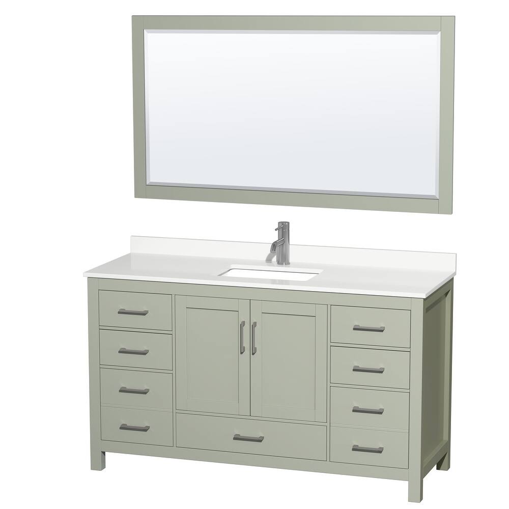 Sheffield 60-inch Single Vanity, Single Hole Quartz Top,58-inch Mirror