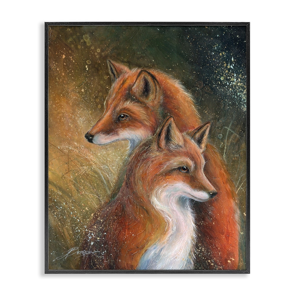 Stupell Fox Pair Portrait Framed Giclee Art Design By Jody Bergsma