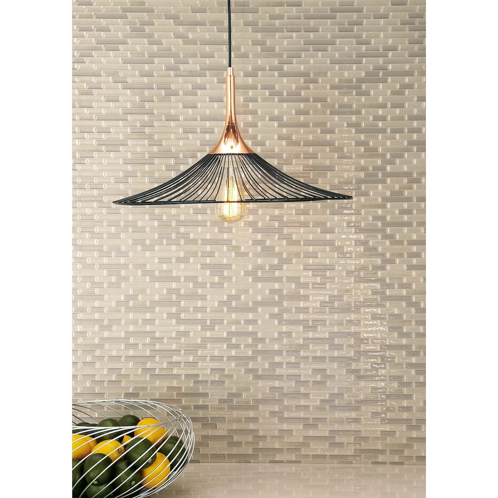 Contemporary Copper-Finished Lighting Pendant with Cage Shade 22 x 11