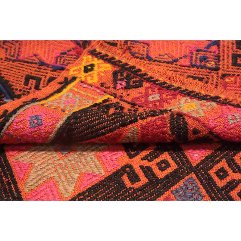 Hand Woven Oriental 100% Wool Carpet Southwestern Tribal Black Kilim Area Rug - 6' 10'' X 4' 2''