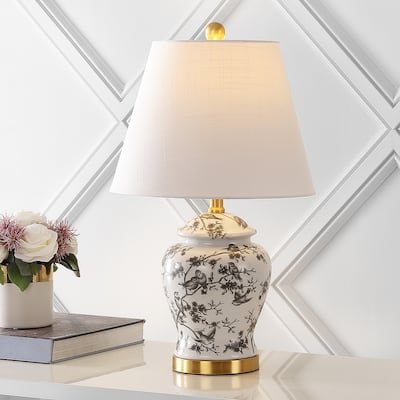 Penelope 22" Chinoiserie LED Table Lamp, Blue/White by JONATHAN Y