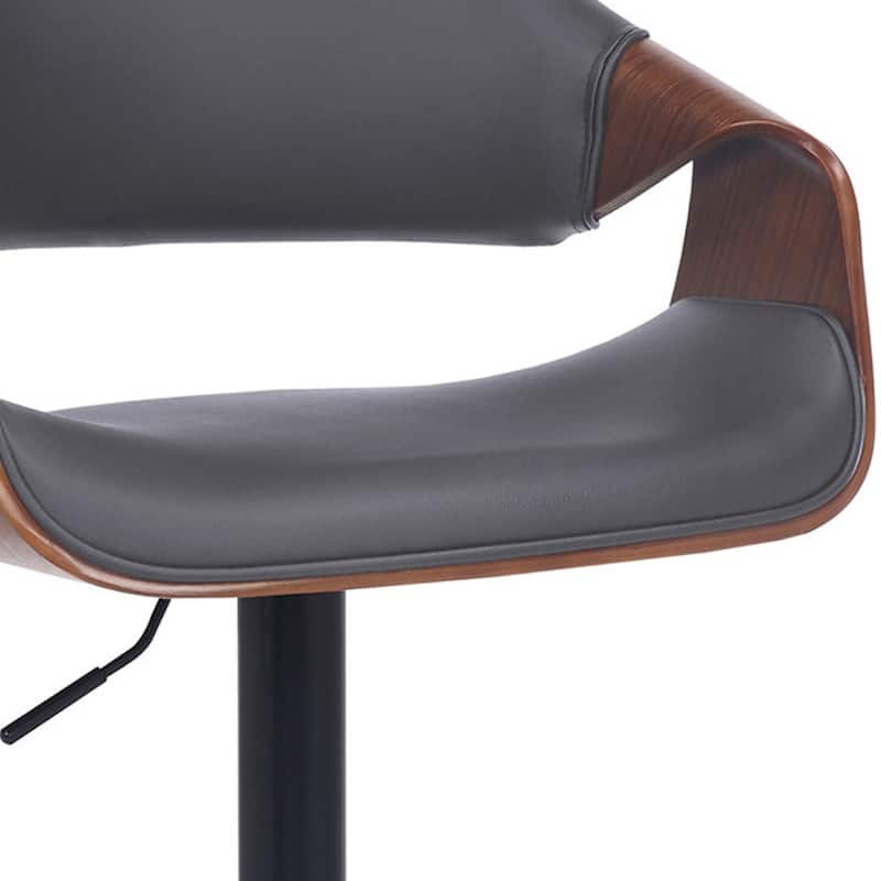 Fabric Swivel Adjustable Height Bar Chair with Iron Frame, Wood Accent and Footrest - 21” D x 21” W x 45” H