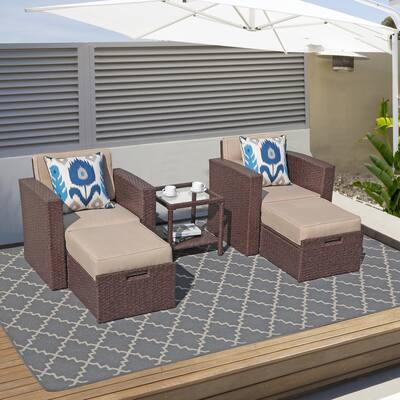 5-Piece Outdoor Wicker Conversation Set