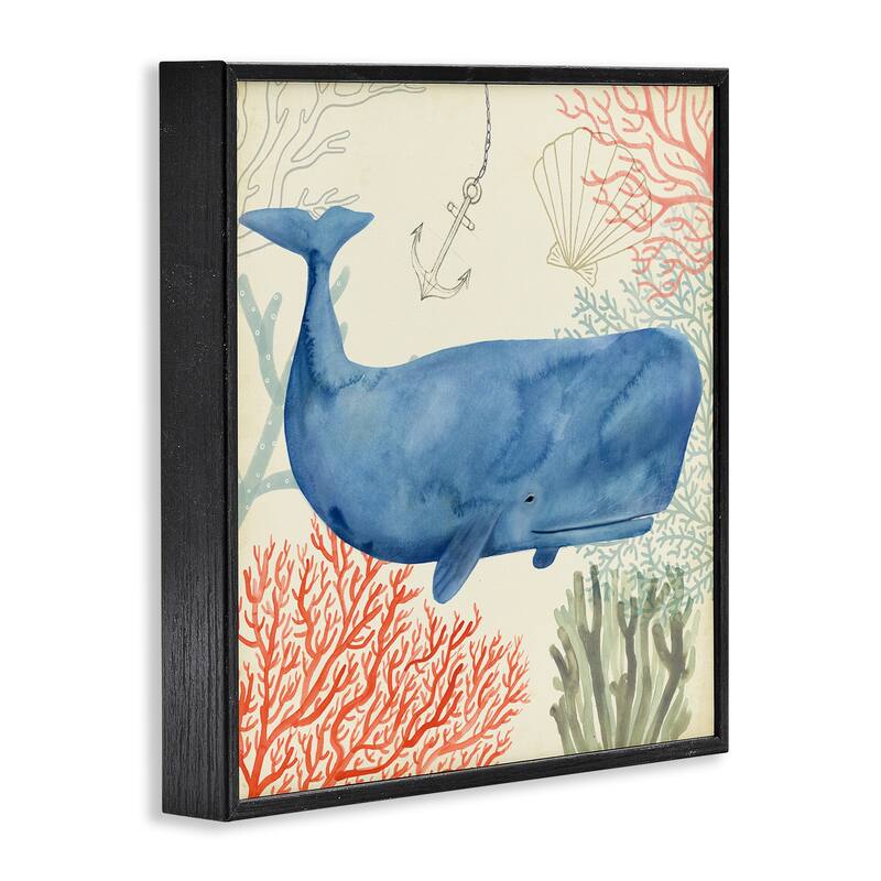 Stupell Anchor Coral and Shells Underwater Whale Framed Art, Design By Artist Victoria Borges