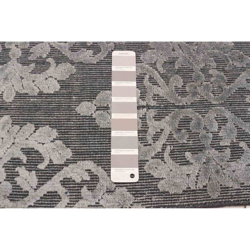 ECARPETGALLERY Hand Loomed Elysian Dark Grey Viscose, Wool Rug - 5'6 x 8'5