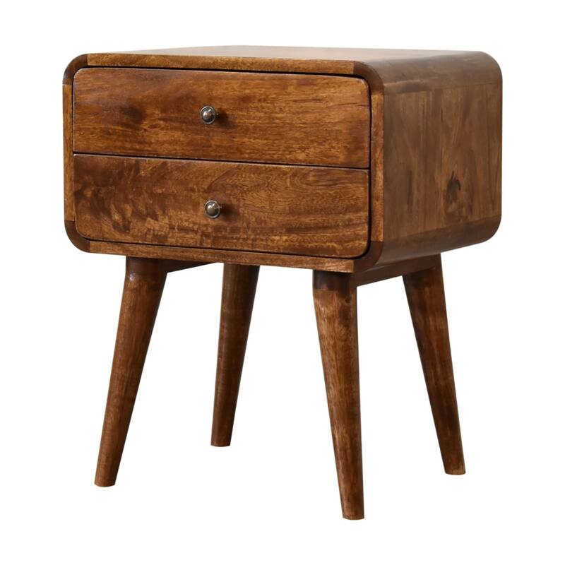 Artisan Furniture Solid Wood Curved Chestnut Nightstand