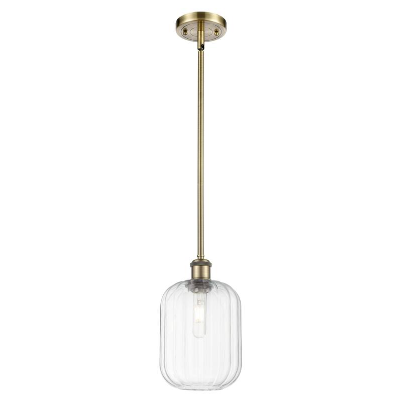 Innovations Lighting Endless Possibilities Ballston - Preston - 1 Light 7" Jar Shade Stem Hung Mini Pendant - Antique Brass/Clear