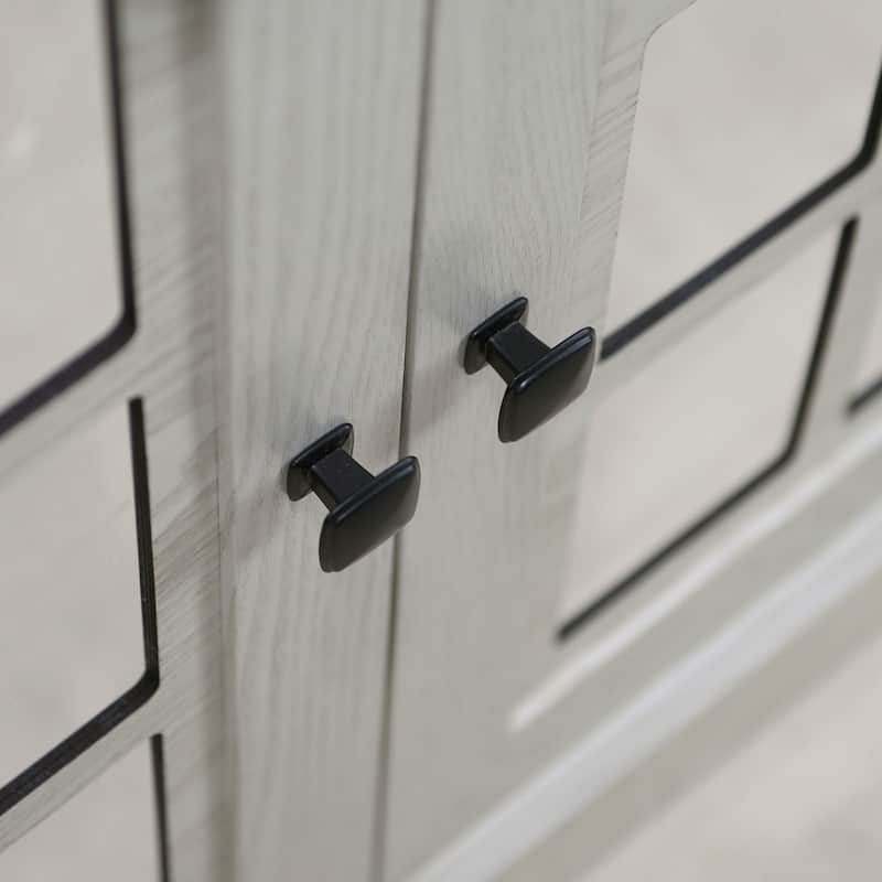 Storage sideboard cabinet with 2 decorative acrylic mirrored doors, adjustable shelf for dining room, living room