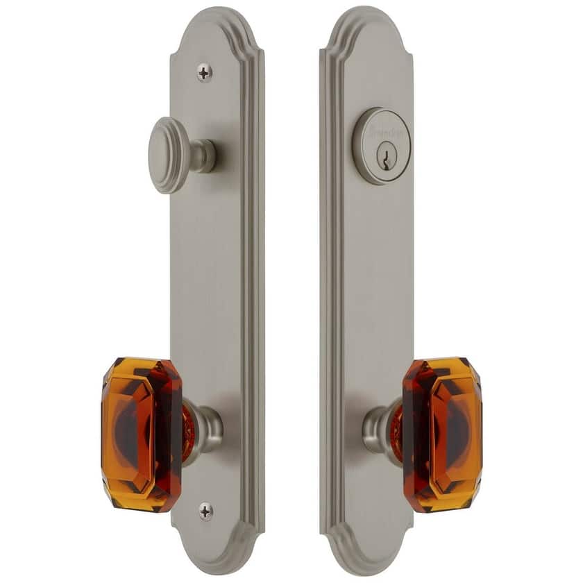 Grandeur Arc Solid Brass Tall Plate Single Cylinder Keyed Entry Set