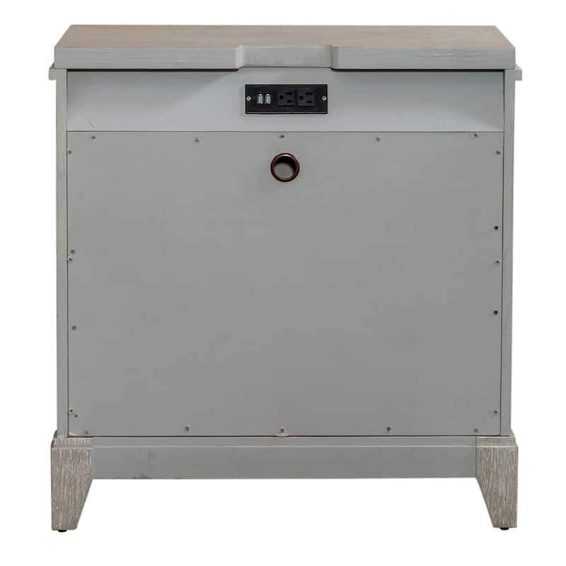 Belmar Washed Taupe & Silver Champagne 3 Drawer Night Stand