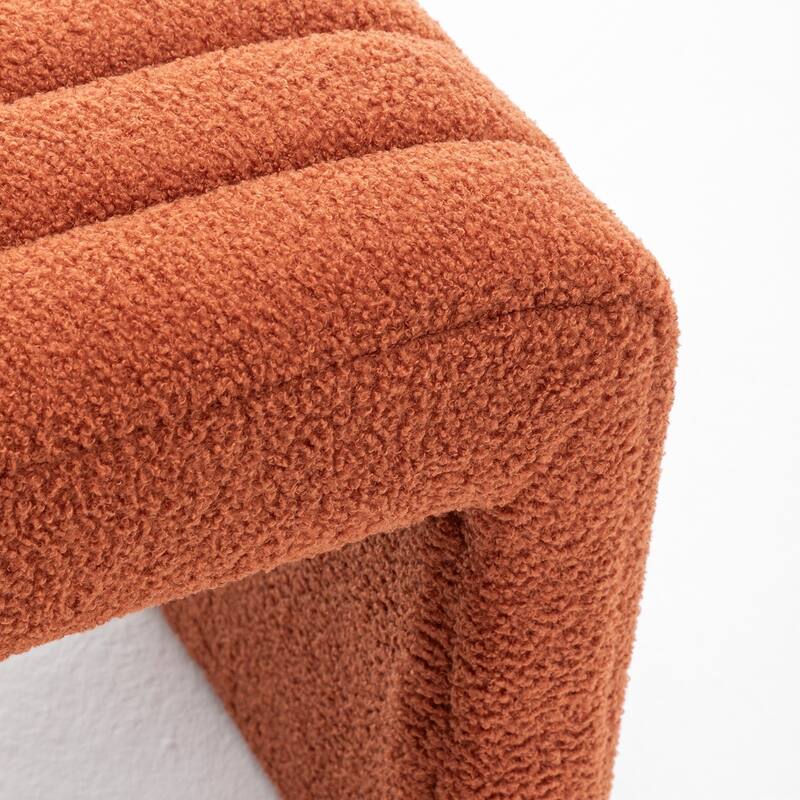 SEYNAR Modern Glam Teddy Velvet Upolstered U-Shaped Ottoman