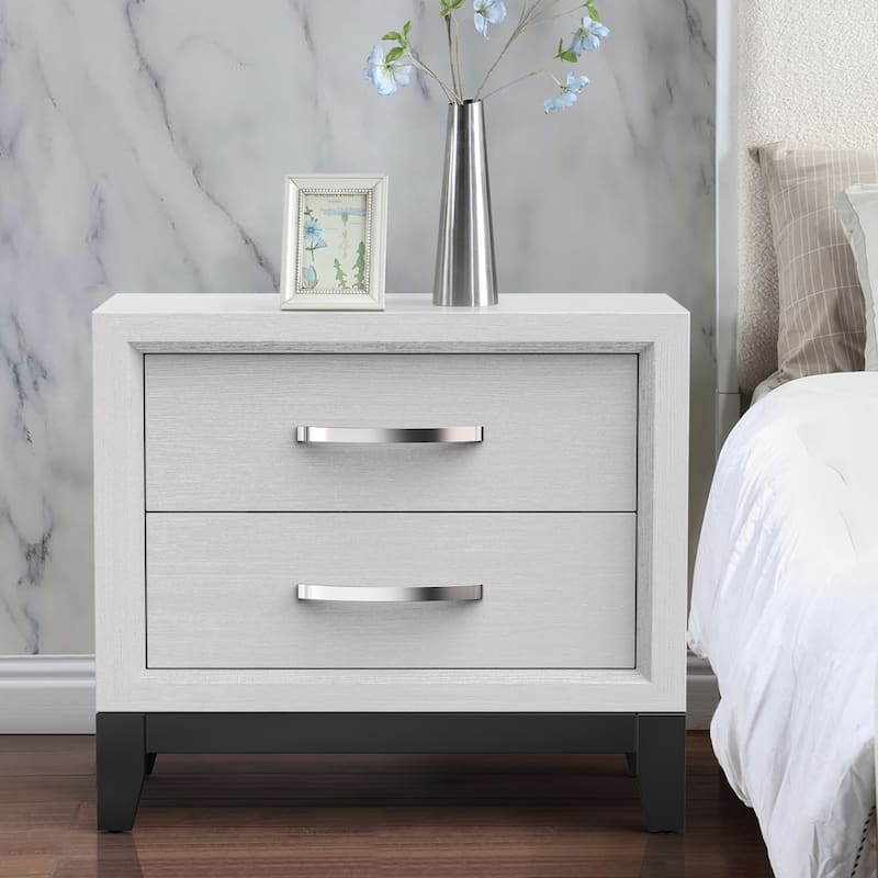 Modern White 2 - Drawer Nightstand