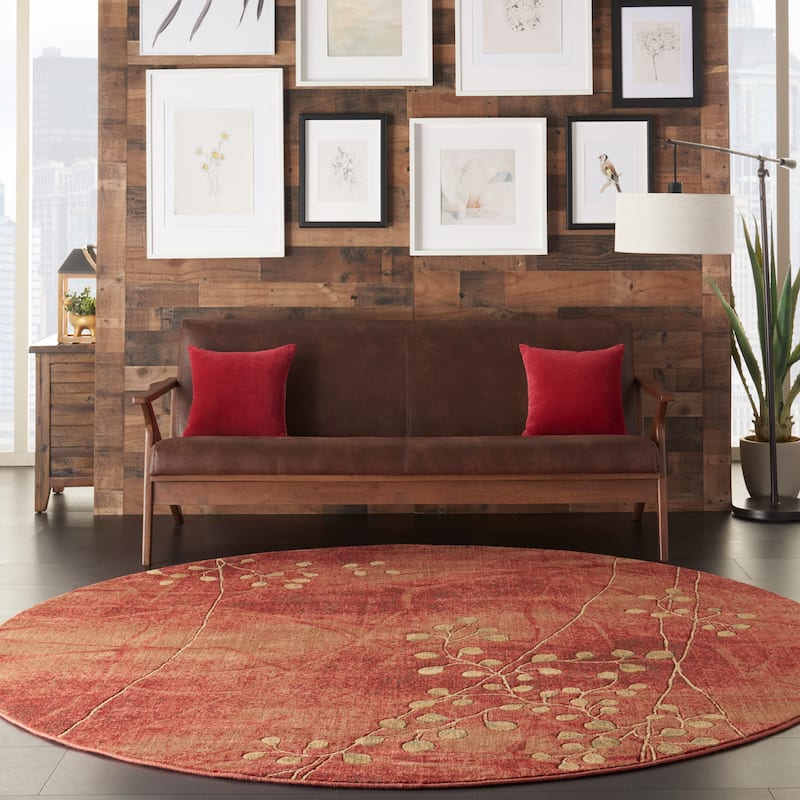 Copper Grove Oxford Floral Area Rug - Red - 7'9" Round