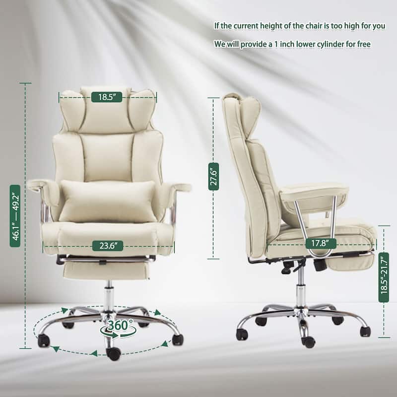 Ergonomic High-Back Office Chair with Footrest