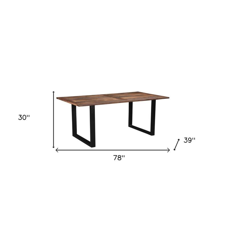 HomeRoots 78" Dark Brown And Black Solid Wood Sled Base Dining Table