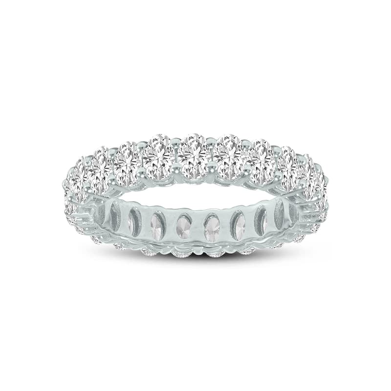 Marquee Jewels Oval Lab Grown Diamond Eternity Band in 14K White Gold (6.80 Carat TW)