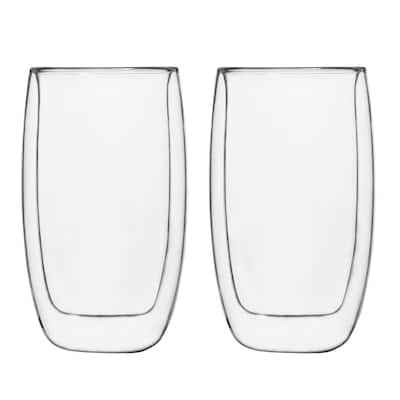 Insulated Double Wall Mug Cup Glass-Set of 4 Mugs/Cups Thermal,380ml