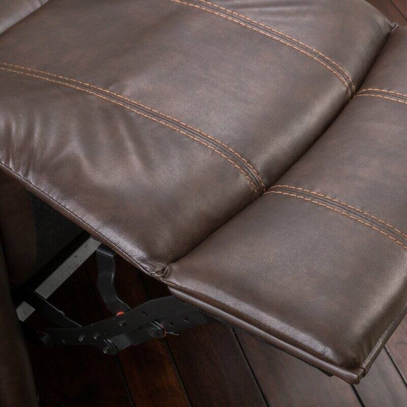 43.25" Oversized Rocker Recliner Chair, Manual Reclining Rocking Chair Overstuffed Armrest Faux Leather Recliner for Living Room