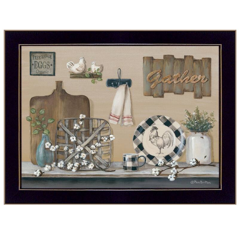 TrendyDecor4U Farmhouse "Farmhouse Kitchen" Framed Print Wall Art by Pam Britton - Earth Tone
