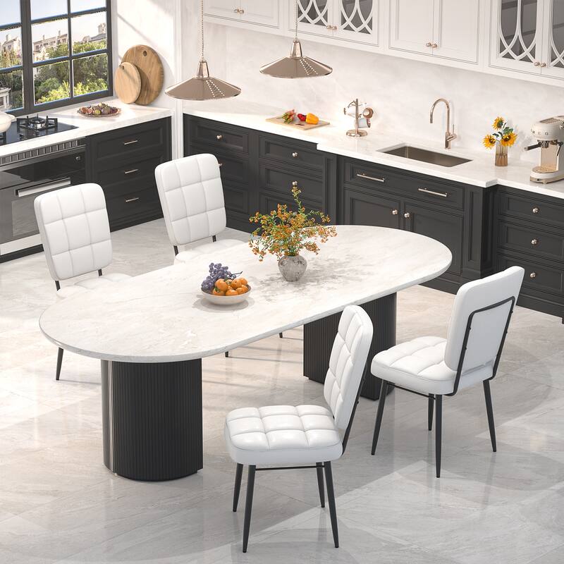 Modern Dining Chairs Set of 2/4/6/8, Upholstered Kitchen Chairs with Thick Cushion for Dining Room - Set of 4 - Elegant White