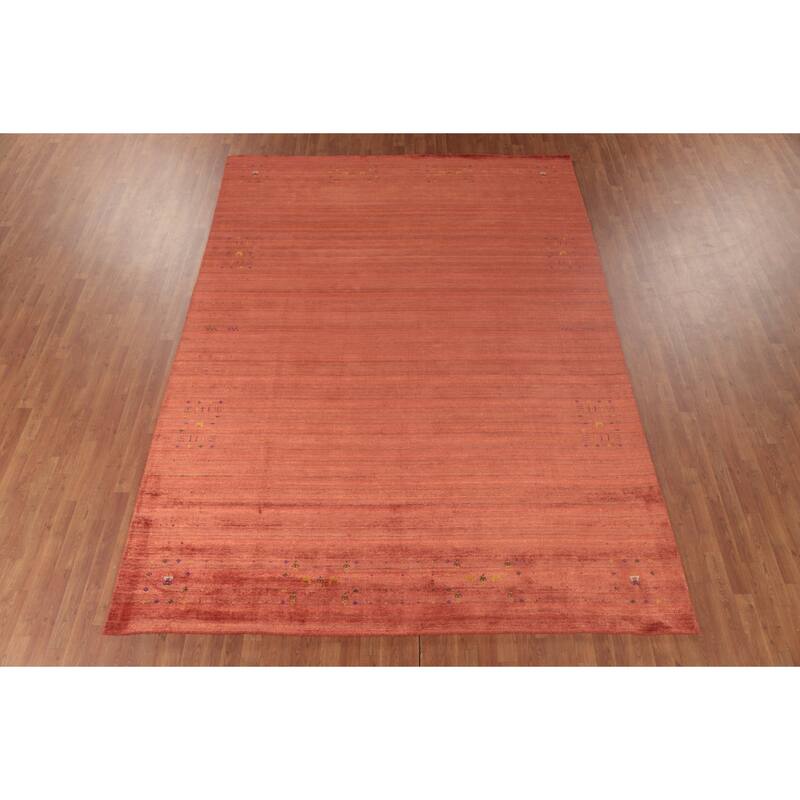 Striped Gabbeh Oriental Area Rug Handmade Bedroom Silk Carpet - 8'5"x 11'7"