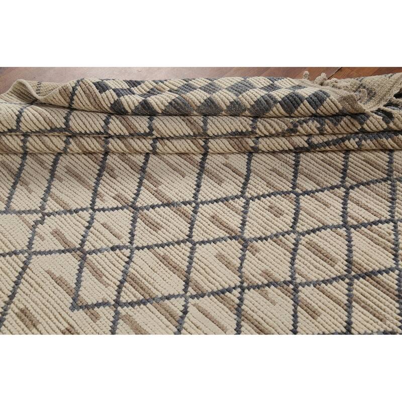 Trellis Moroccan Oriental Area Rug Handmade Checkered Wool Carpet - 7'11"x 11'0"