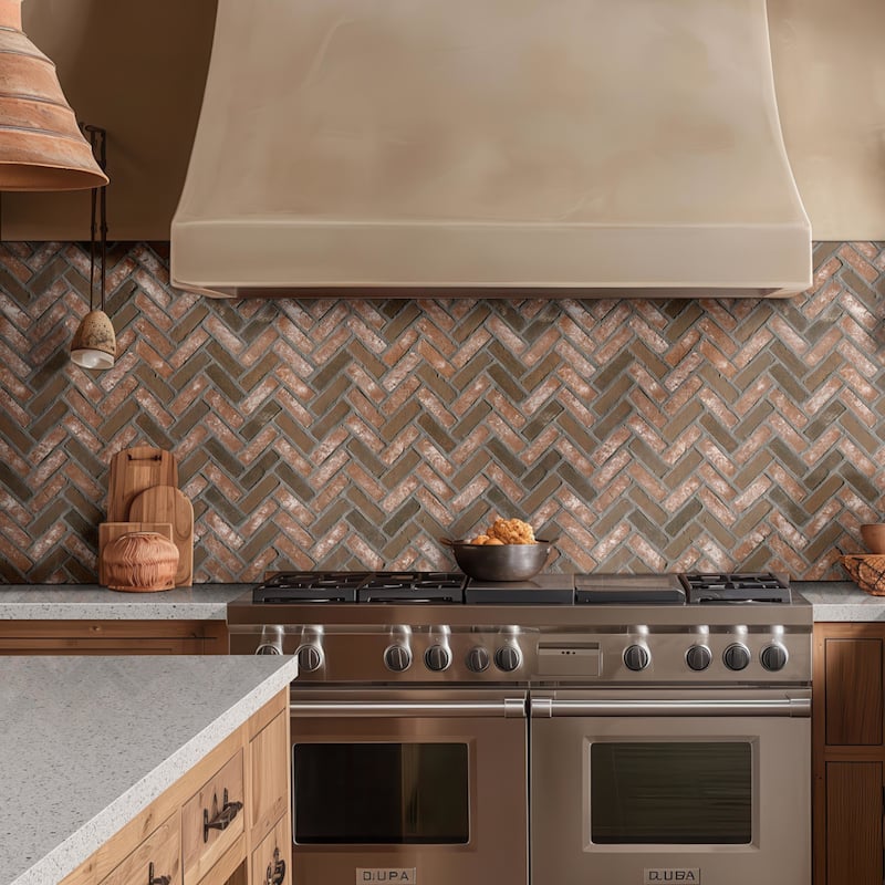 Ackland AKM-B-TE2.25X7.5HBN-CA Terabrik - 11" x 16" Clay Herringbone