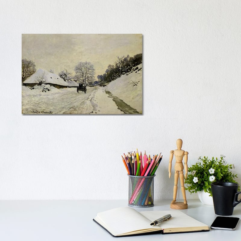 iCanvas "The Cart, or Road under Snow at Honfleur, 1865 " by Claude Monet Canvas Print - 8x12x0.75